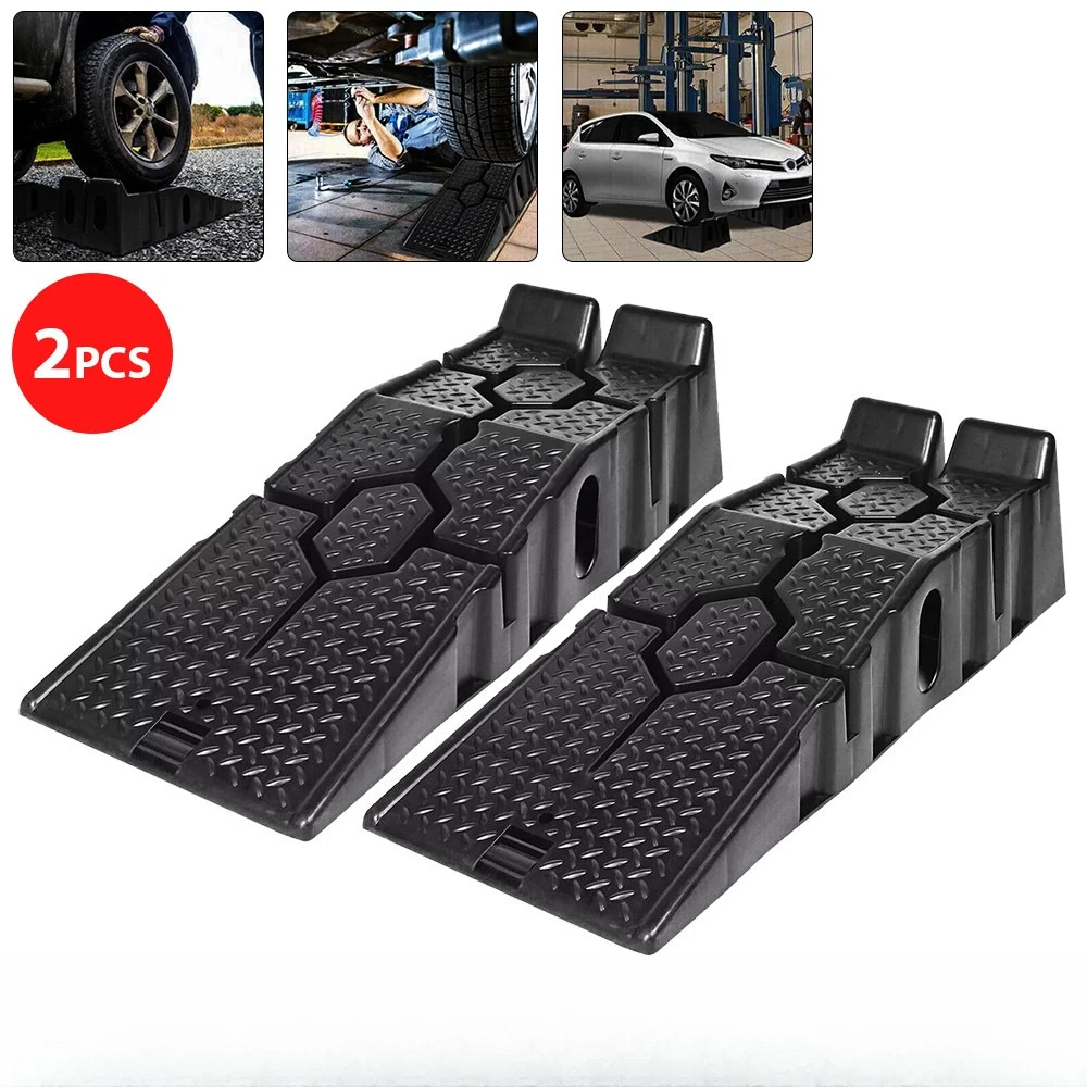 Set of 2 Car Ramp 5 Ton 2.5+2.5 Heavy Duty Lifting Plastic Ramps 33cm Extra Wide