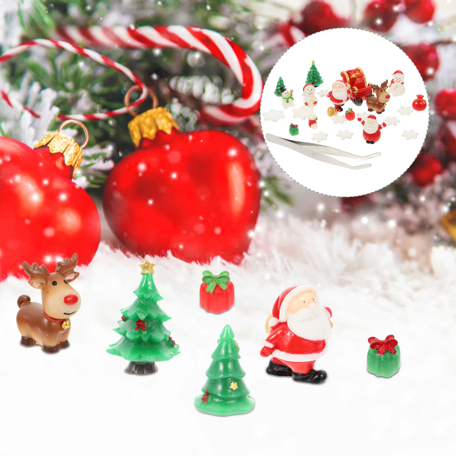 

27 шт., рождественские украшения из смолы, миниатюрные украшения, подарки для дома, фестиваля, мини-рождественские украшения, Рождественский микропейзаж