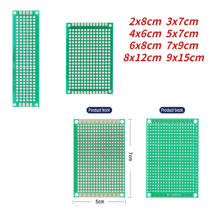 5PCS PCB Prototype Board Green Single Sided Breadboard 2x8cm 3x7cm 4x6cm 5x7cm 6x8cm 7x9cm 8x12cm 9x15cm Universal Circuit Board