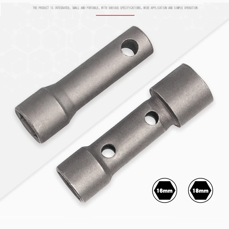 16/18mm High Torque Spark-Plug Removal Tool Steel Afterburner Hole High Hardness Drive Spark-Plug Socket Wrench for Motorcycle