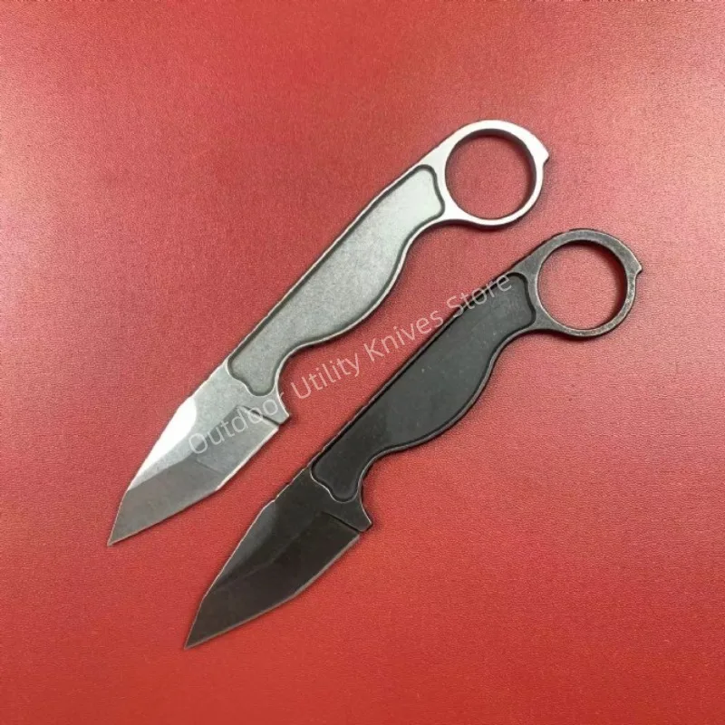 

Full Tang Fixed Blade Knife with Sheath 8cR13Mvo Stonewashed Blade and Handle Outdoor EDC Camping Knife Pocket Knife