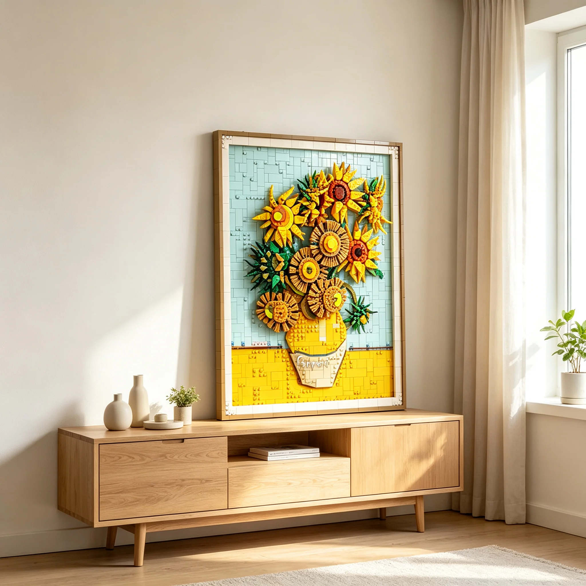 2397pcs MOC Vase 12 Sunflowers Van Gogh Art Model Building Blocks Christmas Gift Toys 3D Assemble Creative Birthday Education