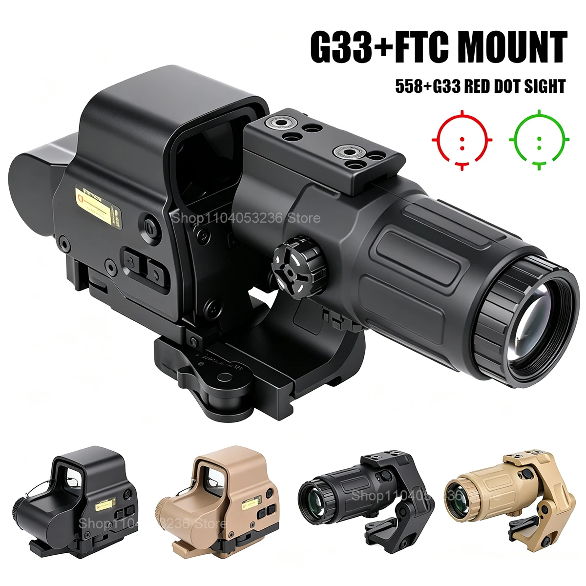 

Tactical 558+G33 with Un**y 2.26'' FAST FTC Mount 3X 5X Magnifier G33 G43 G45 QD Lever Folding for 20mm EOT*** Scope Base