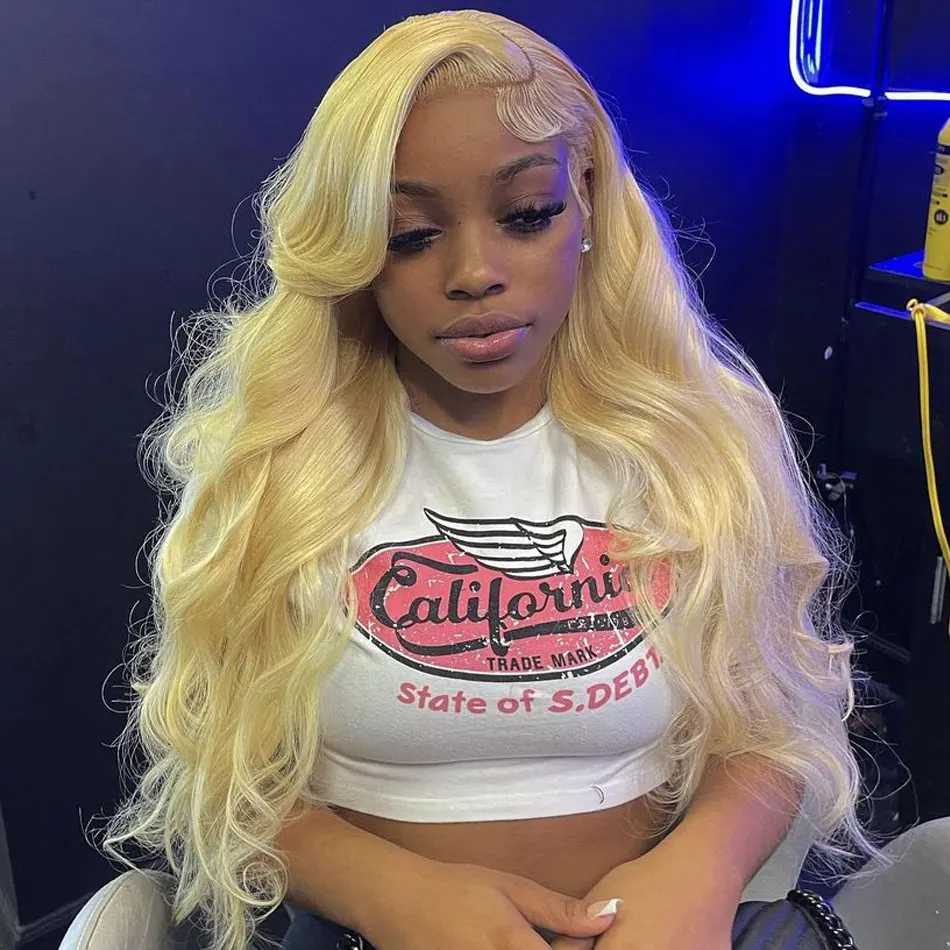 

30 36 дюймов 613 Hd Кружевной фронтальный парик 13x6 Объемная волна Светлые парики из человеческих волос 200% Плотность 613 Парик из человеческих волос Светлый парик