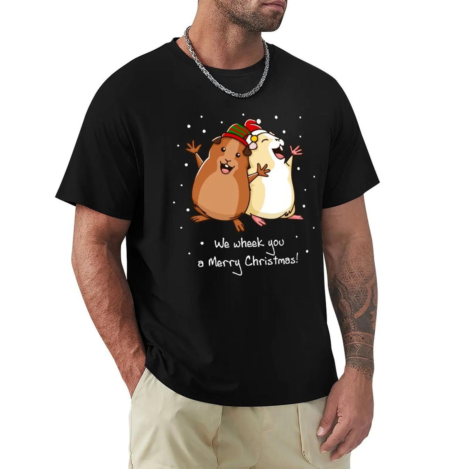

We Wheek You A Merry Christmas - Guinea Pig Christmas T-Shirt man t shirt customs men tshirt