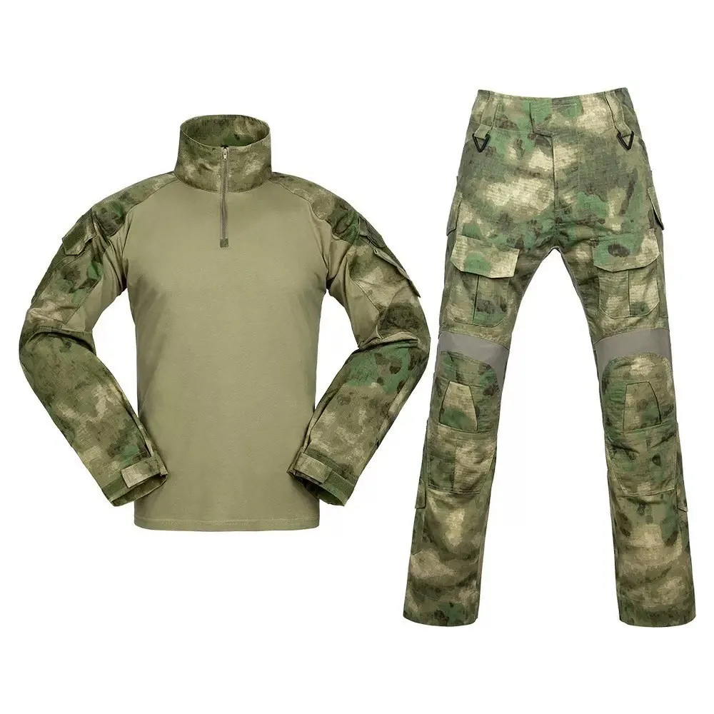 Men G3 Tactical Frog Suit Set Long Sleeve Shirt Pants Wear‑Resistant Camouflage Uniform Breathable Outdoor Military Training