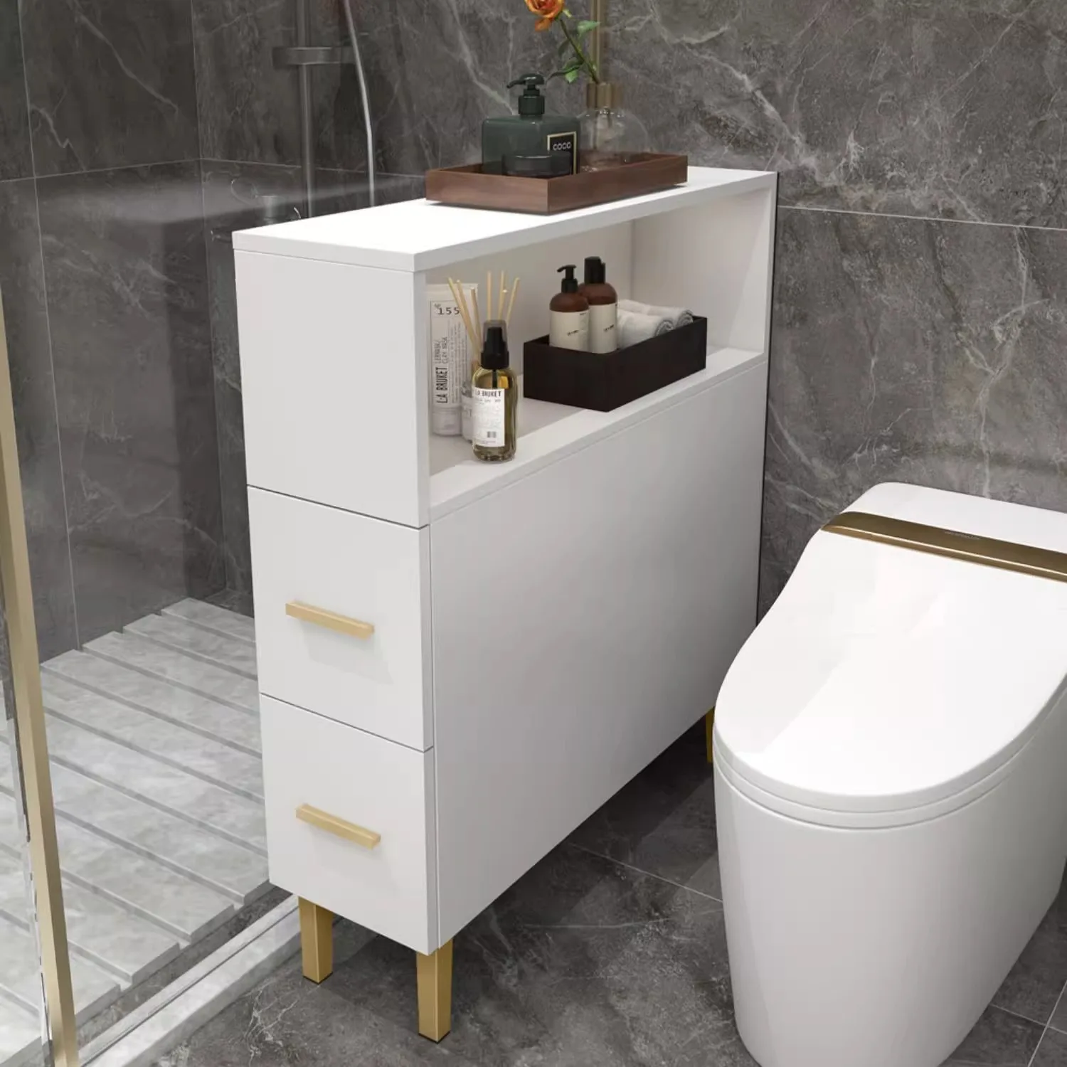 خزانة جانبية، مرحاض، خزانة جانبية، حمام، تخزين من الأرض إلى السقف، خزانة ضيقة، خزانة شق، تخزين، خزانة صدر #2