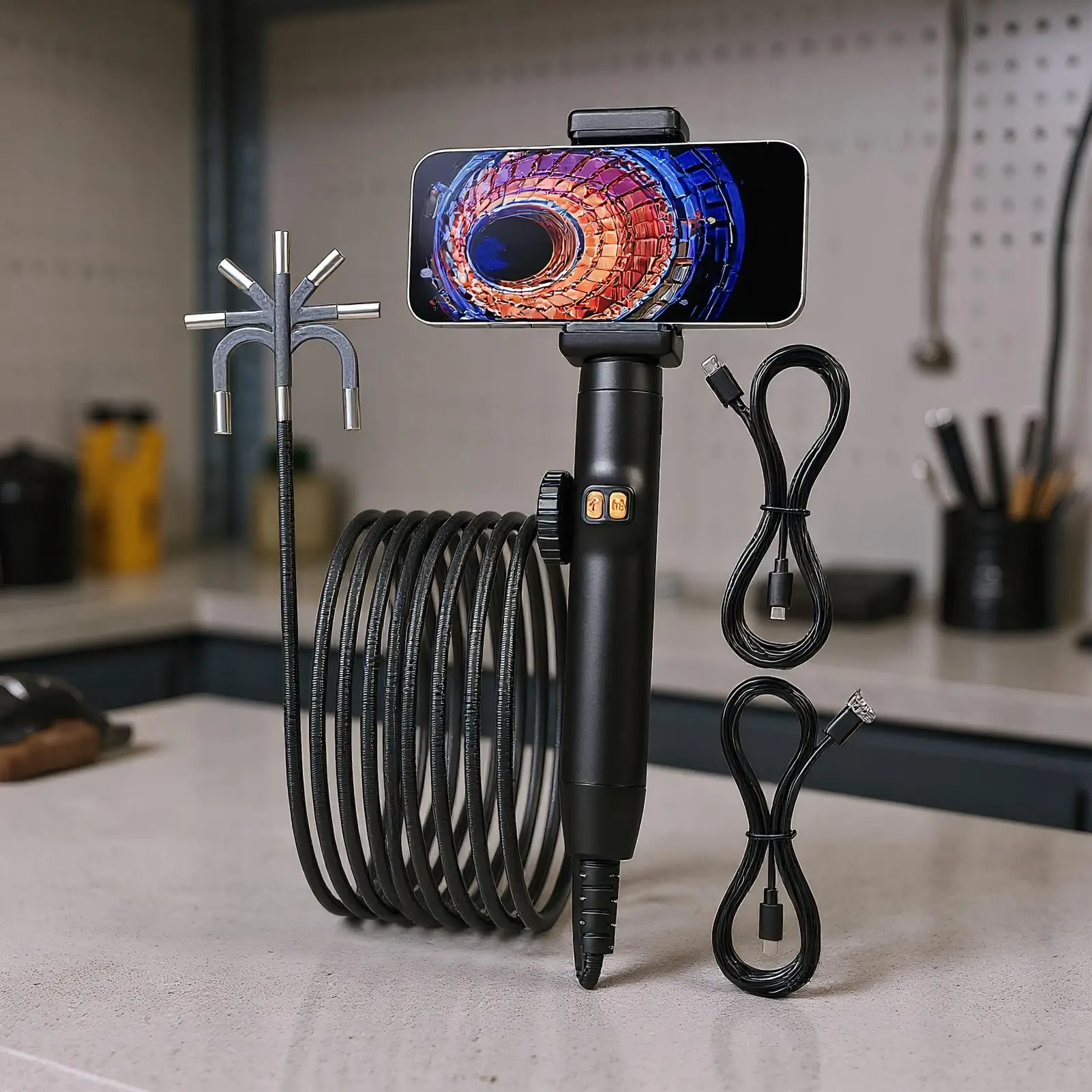 Periscopio con testa articolata Telecamera endoscopio industriale Cannocchiale serpente impermeabile per sistema Hvac per condotto industriale elettrico