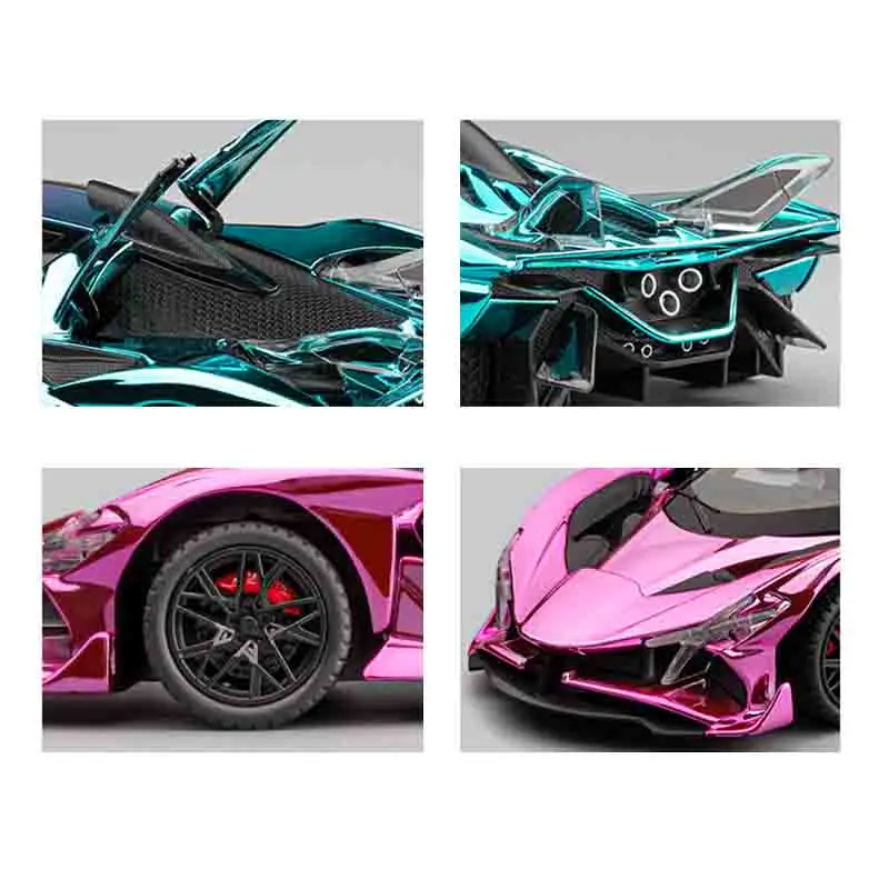 1:24 Apollo Project EVO Modelo de liga de carro esportivo galvanizado Diecast Metal Som e luz puxar para trás carro de brinquedo infantil feriado