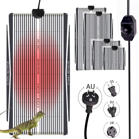 조정 가능한 온도 컨트롤러가있는 파충류 가열 매트 도마뱀 거북이 뱀 EU/US/UK/AU 플러그 5-35W 용 따뜻한 패드 인큐베이터