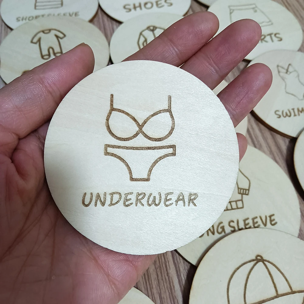 木製のワードローブラベル,子供服タグ,おもちゃ収納タグ,寝室 - Baby Clothing Tags のレビューと価格
