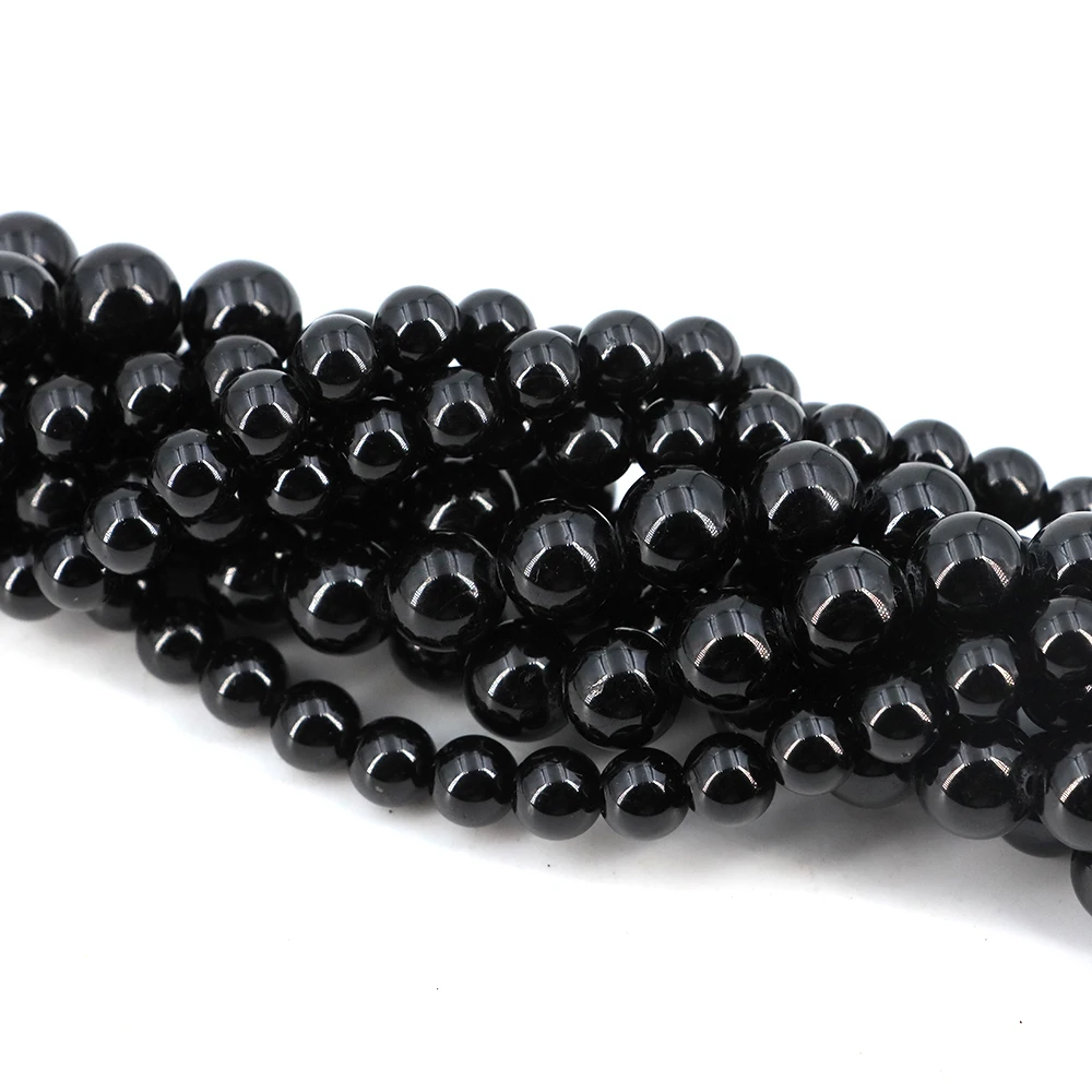 Natural Black Tourmaline Green Southern Jade Beads 4/6/8/10mm Round Gemstone Bead for DIY Bracelet Charms Jewelry Making Beaded