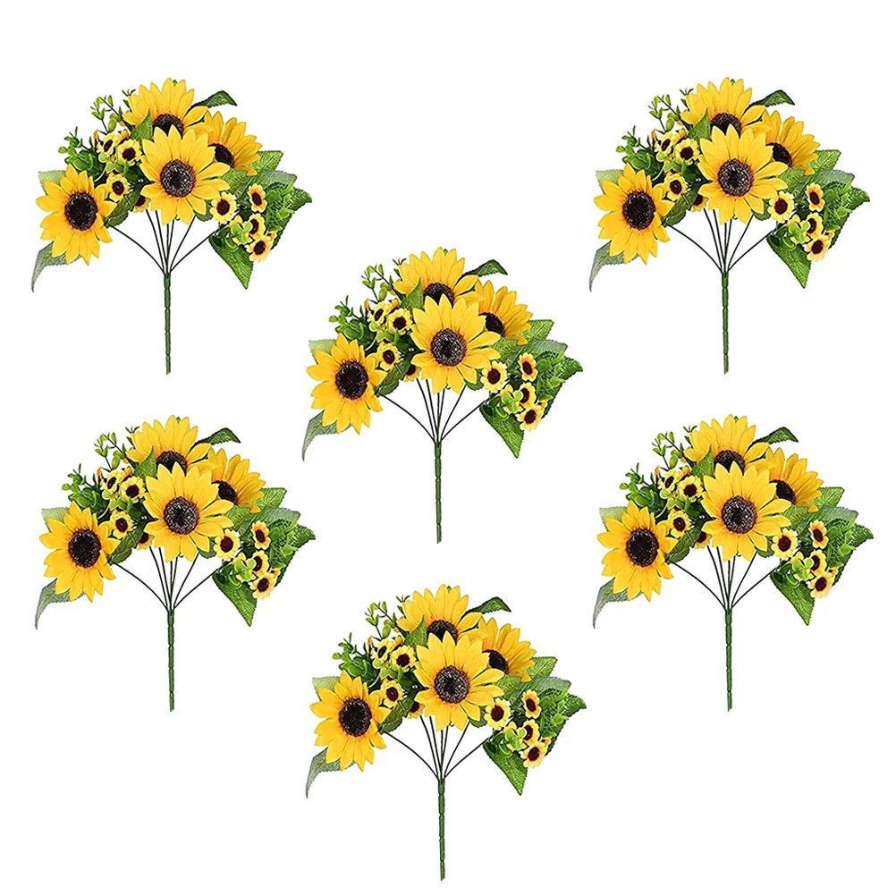 

6 Pcs Simulated Flower Sun Faux Flowers Simulation Sunflower Artificial Sunflowers Outdoor Realistic Arrangements Bouquet