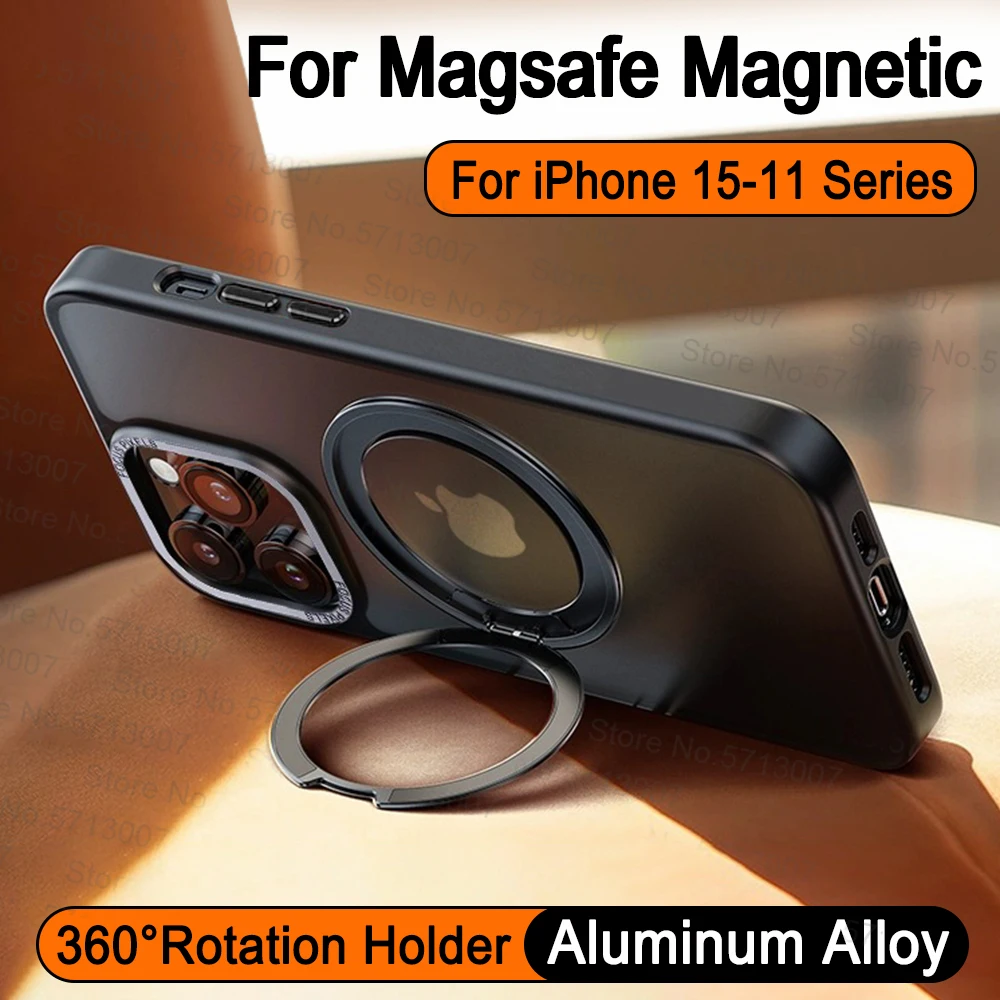 For Magsafe Magnetic Ring Holder Case For iPhone 15 14 13 12 11 Pro Max Wireless Charging Case 15 Plus 360° Rotating Stand Cover