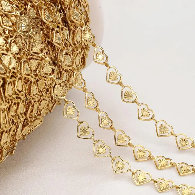 

1m/Bag 6x7mm Stainless Steel Heart Plated Jewelry Chain Plated Diy Golden For Women Needlework Bracelet Necklace Jewelry Making