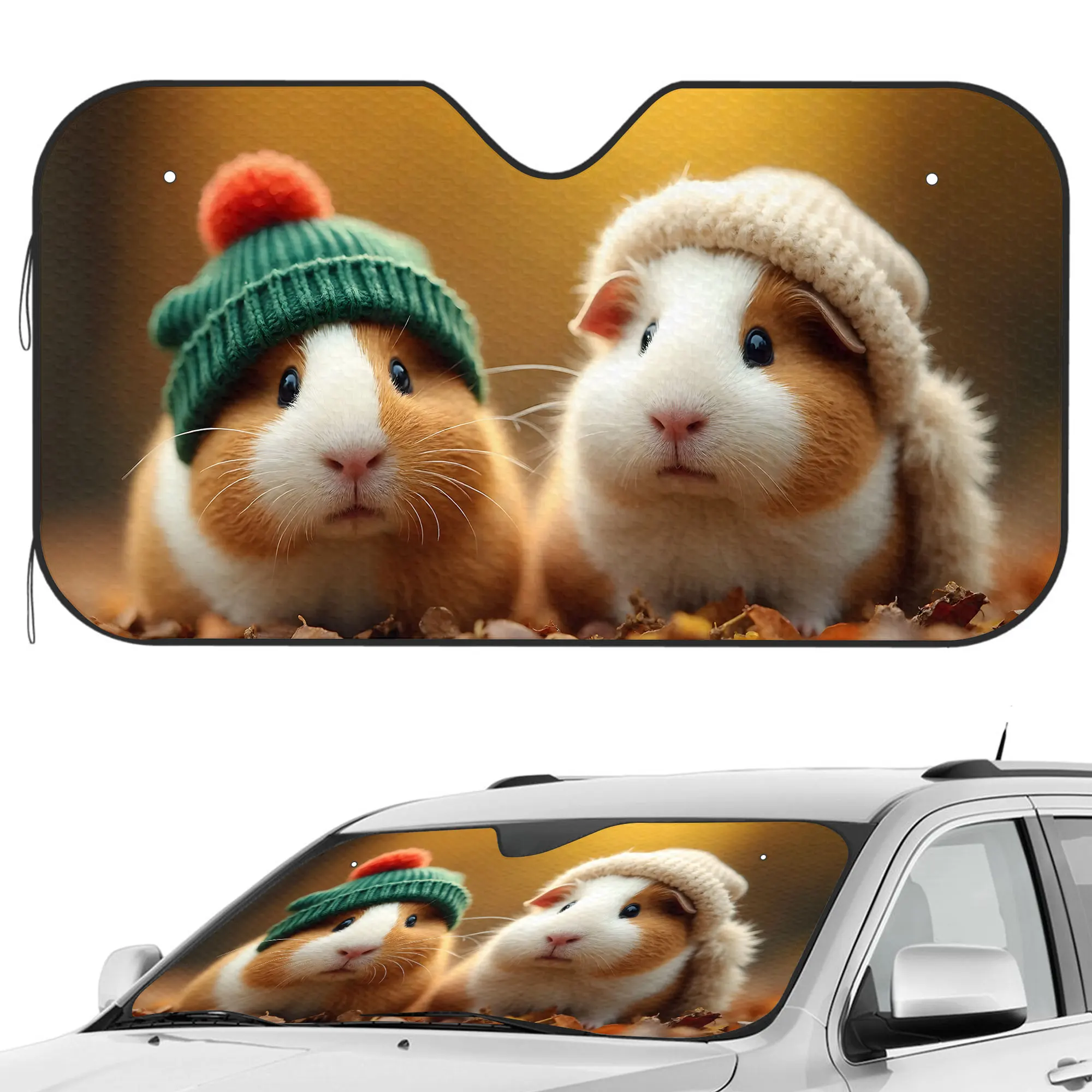 

Cute Guinea Pig Windshield Car Sun Sha Front Window Sunsha For Most Sedans SUV Blocks Uv Rays Keep Vehicle Cool