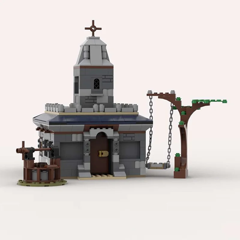 Castello medievale Modello MOC Mattoni da costruzione Antica chiesa architettonica Tecnologia modulare Regali di festa per bambini Assemblare giocattoli