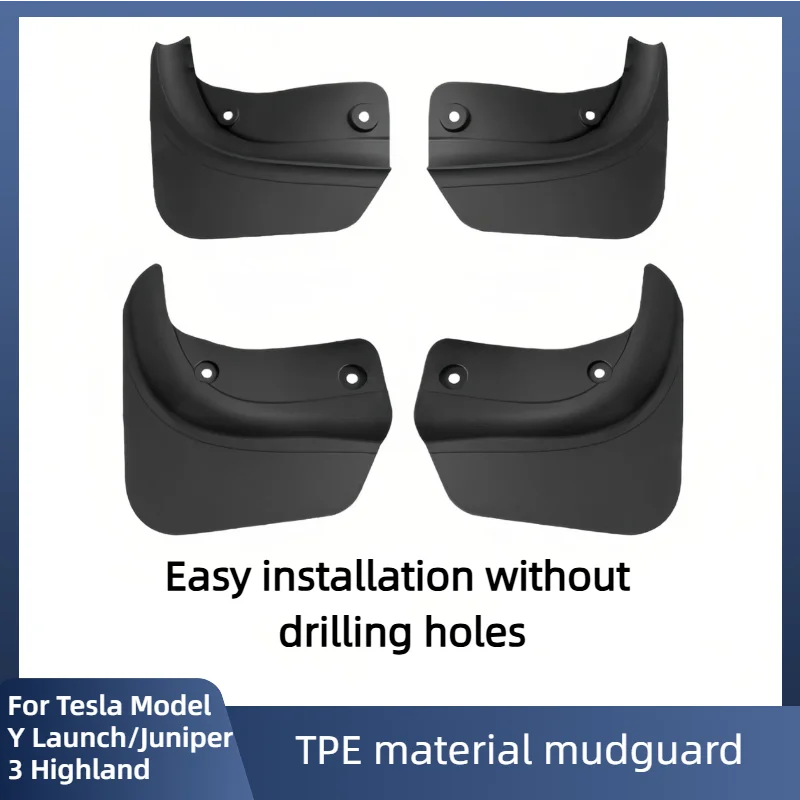 

For Tesla Model Y Launch Juniper 3 Highland 2024-2026 Car Wheel Mud Flaps Guards MudFlaps Front Rear Fender TPE Mudguards