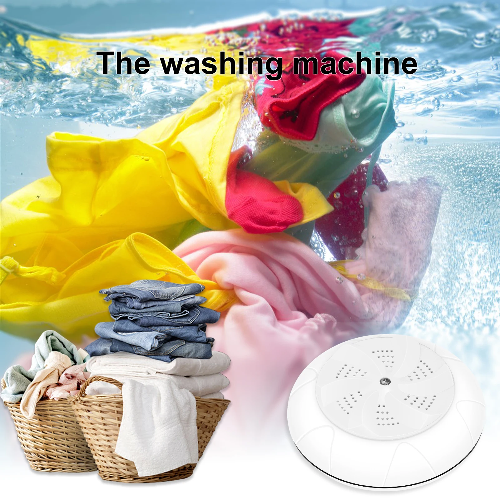 2 In 1 Ultrasonic Washing Machine Portable Turbine Washer Air Bubble Rotating Mini For Travel Home College Room Business Trip