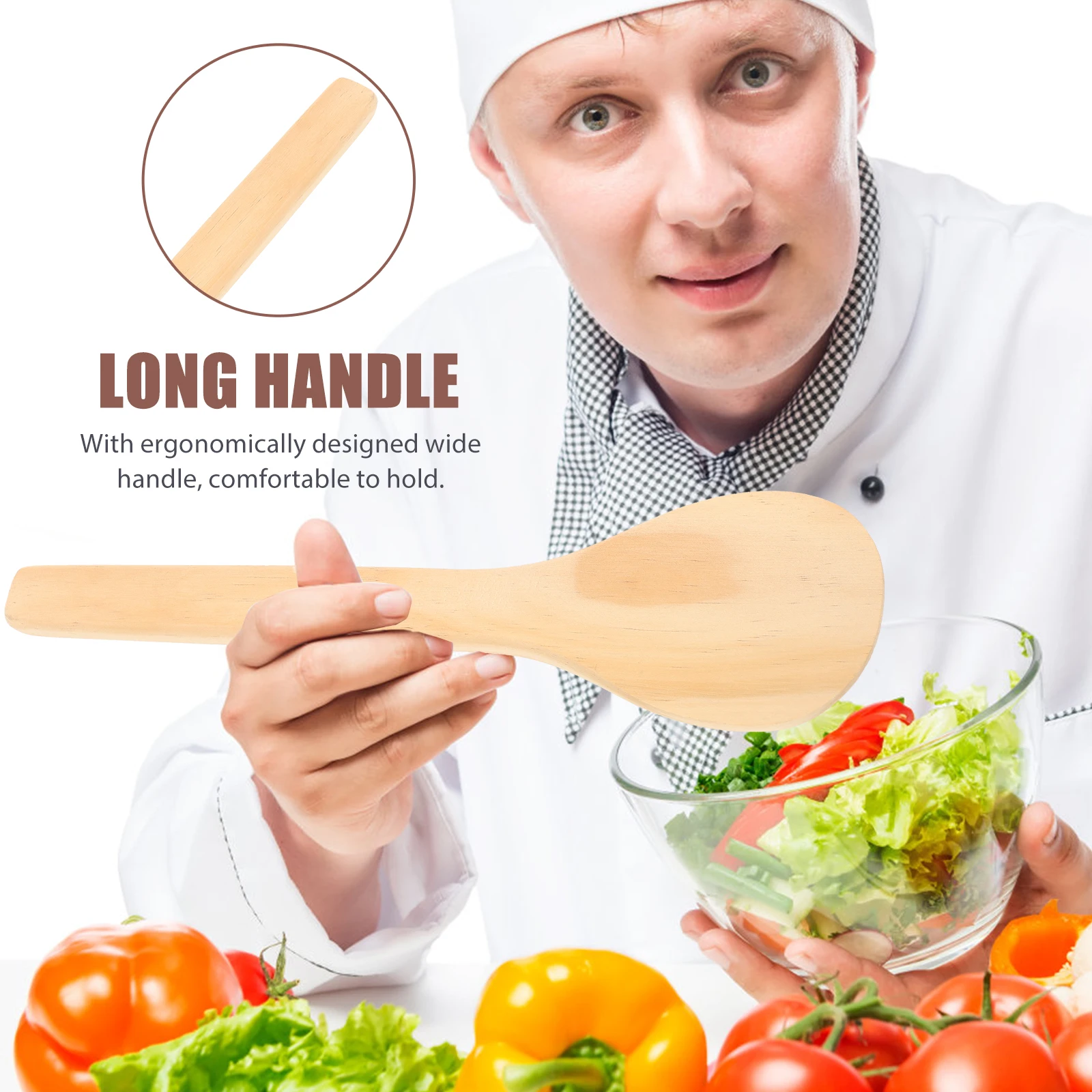 

1pc Wooden Rice 40cm Long Handle Cooking Spoon Non Stick Kitchen Tool Bibimbap Paddle Mixing Spoon Serving Spatula