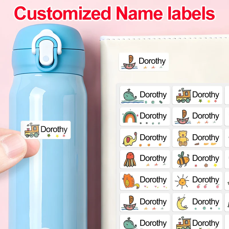 Custom Name Stickers for Kids' Essentials & Lunch Boxes-Waterproof Personalized Labels, Eco-Friendly Adhesive,School Supplies