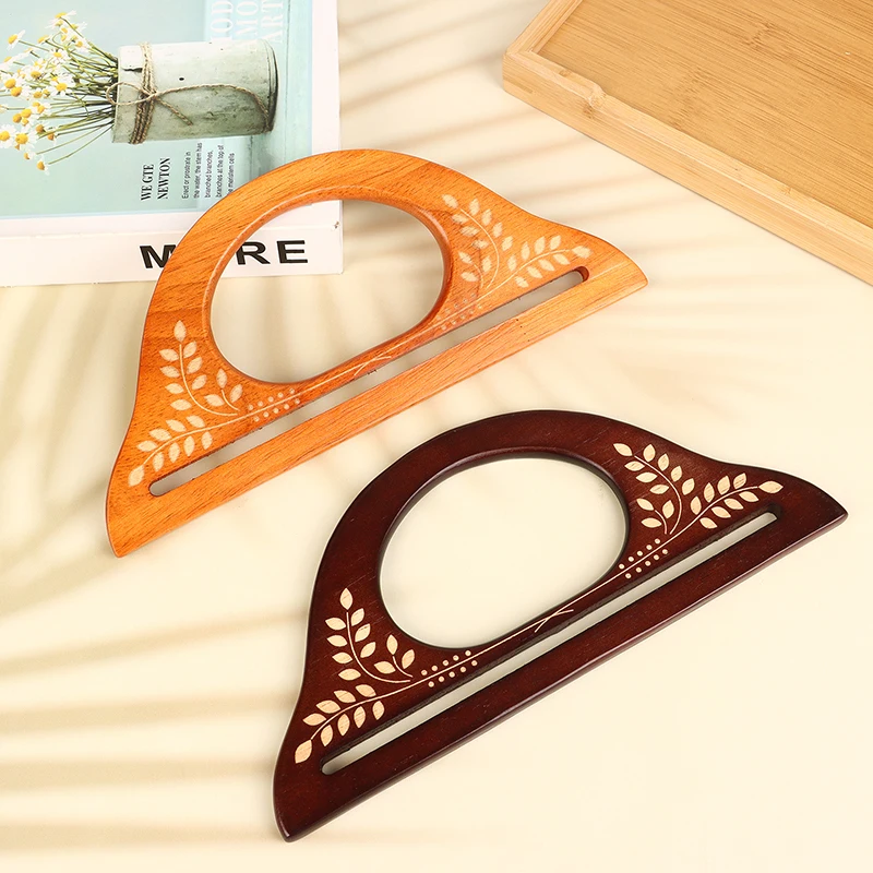 2Pcs 2 Colors Wooden Handle Handmade Purse Frames Wood Handbag Sewing Brackets DIY Handles For Making Bags Accessories