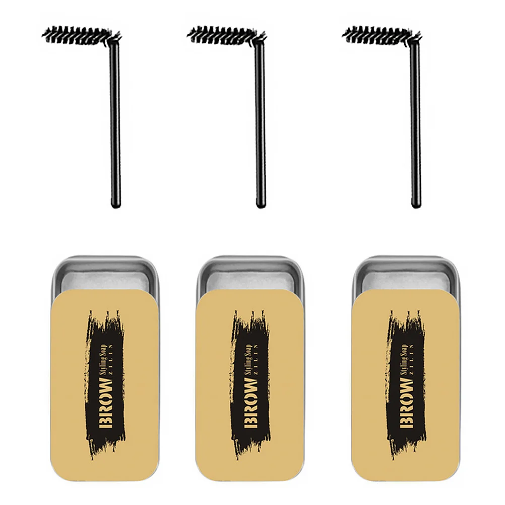 3 set Kit per lo styling delle sopracciglia Texture naturale Pennello angolato per crema Pomata Gel Strumento per modellare le sopracciglia Impermeabile Facile da definir