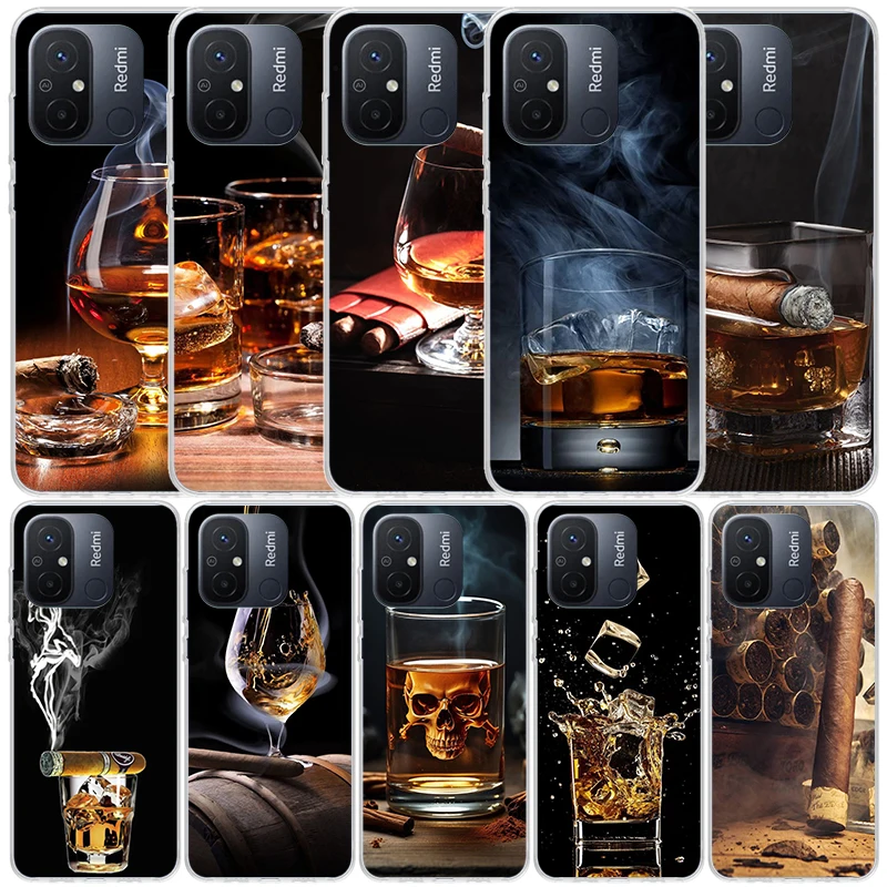 Cigar Whiskey Ice Drink Phone Case For Xiaomi Redmi 12C 12 10C 10 10A 9C 9A 9T 9 8 8A 7 7A 6 Pro 6A K20 K30 K40 S2 Soft Back Cov