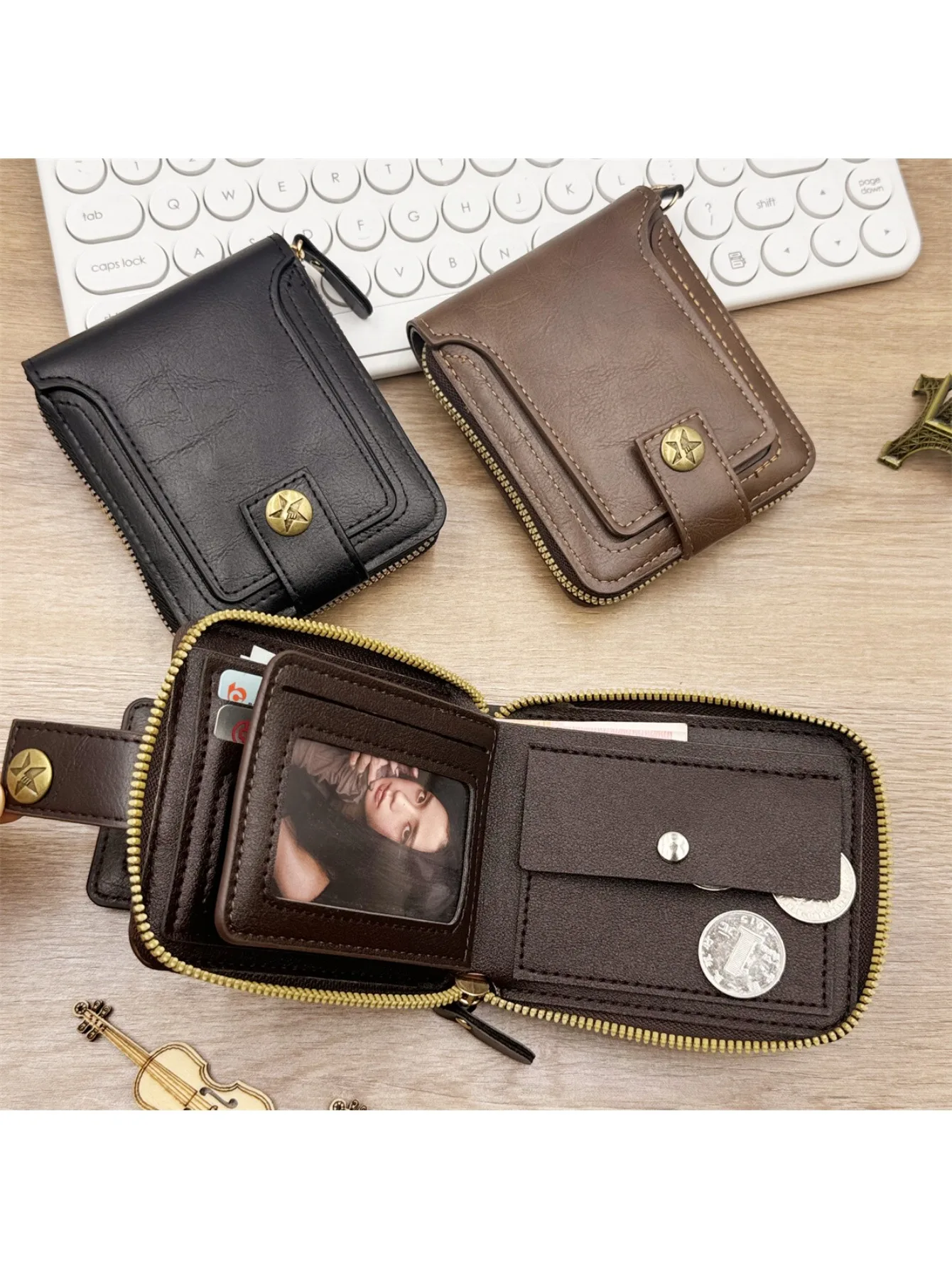 

1 шт. — новый мужской кошелек, высококачественная винтажная сумка на молнии