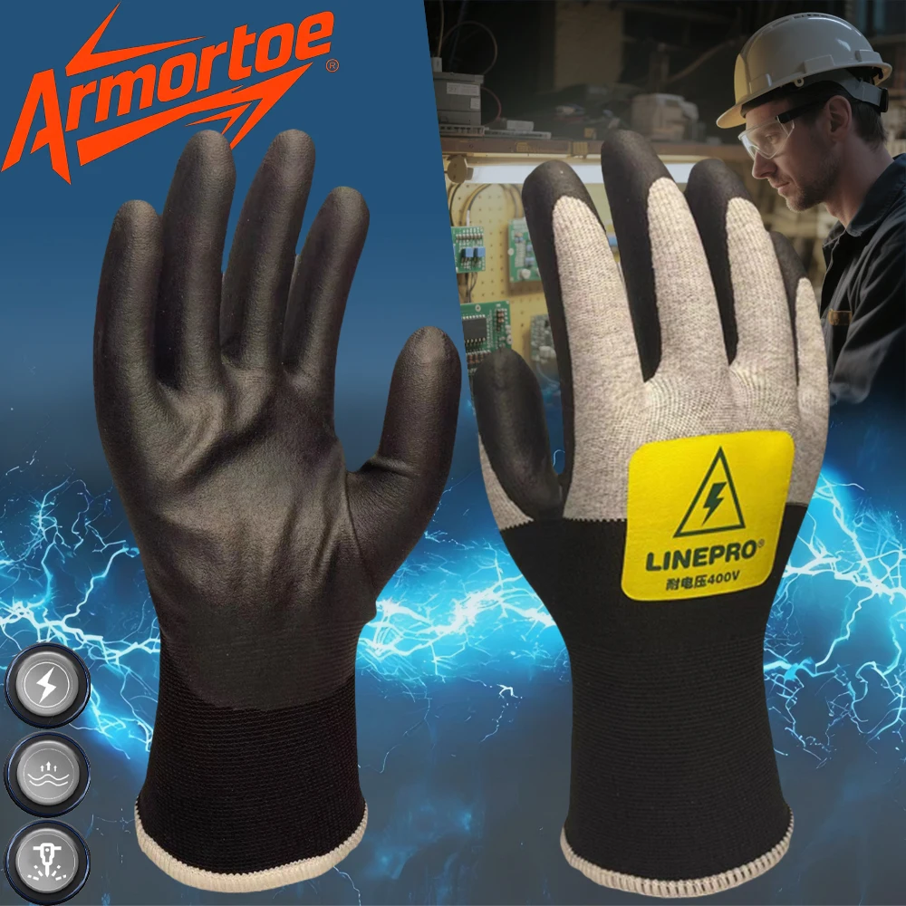 

ArmorToe 400V Electrical Insulating Gloves Waterproof Touchscreen Rubber AntiSlip UltraThin Flexible for Electricians #Armor8025