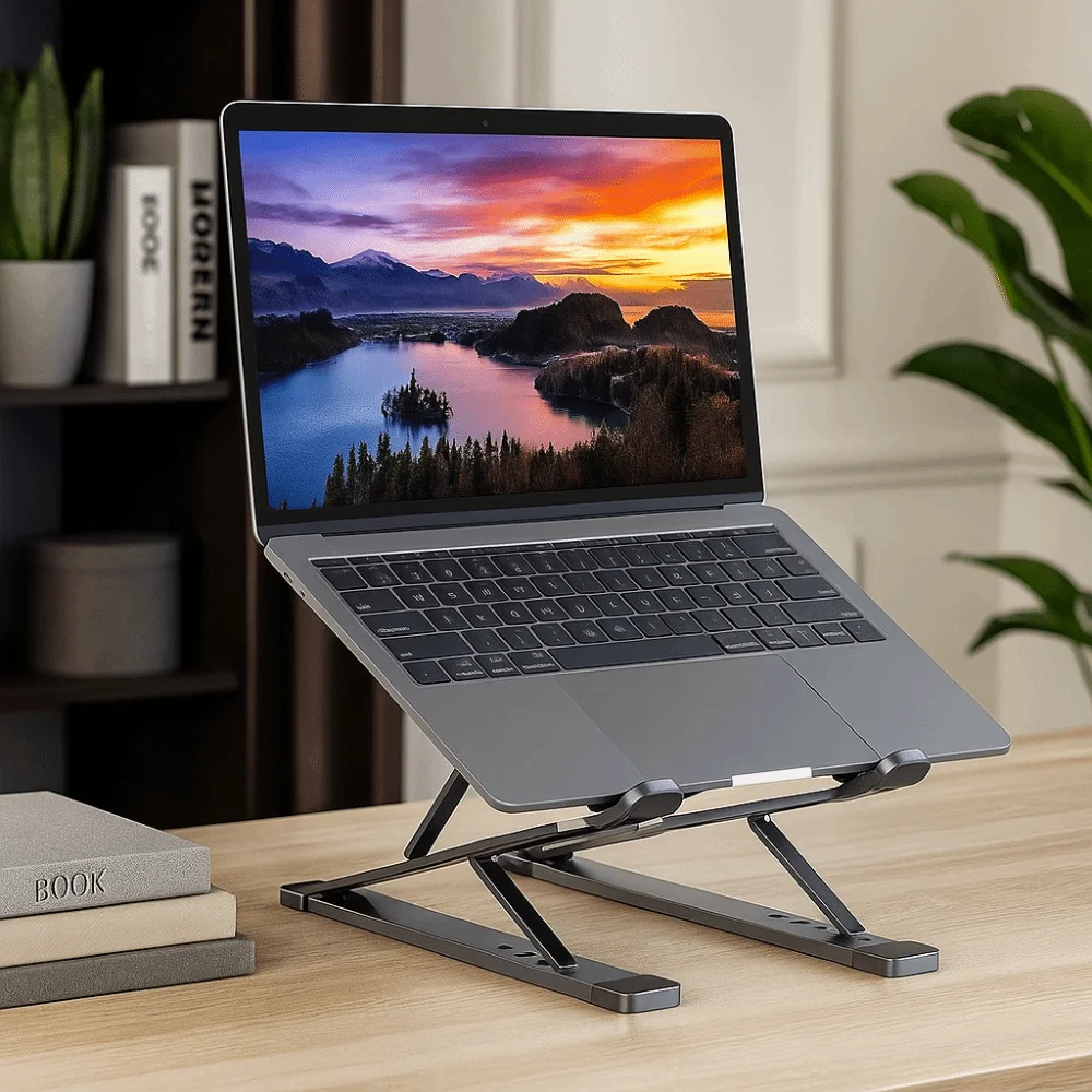 Wear Resistant Adjustable Laptop Stand Double Layer Ventilation Notebook Holder Foldable Portable Tablet Stand Office Setup