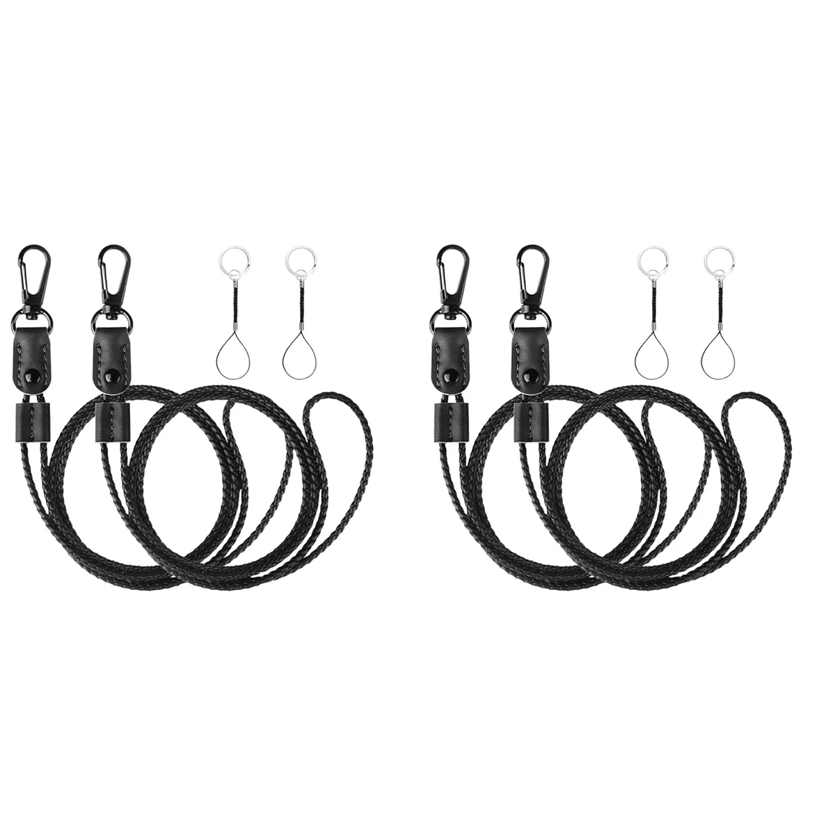-September 4 Pcs Braided Leather Badge Lanyards For ID Badges Holders Keys Long Strap Neck Lanyard Keychain For Men,Women B