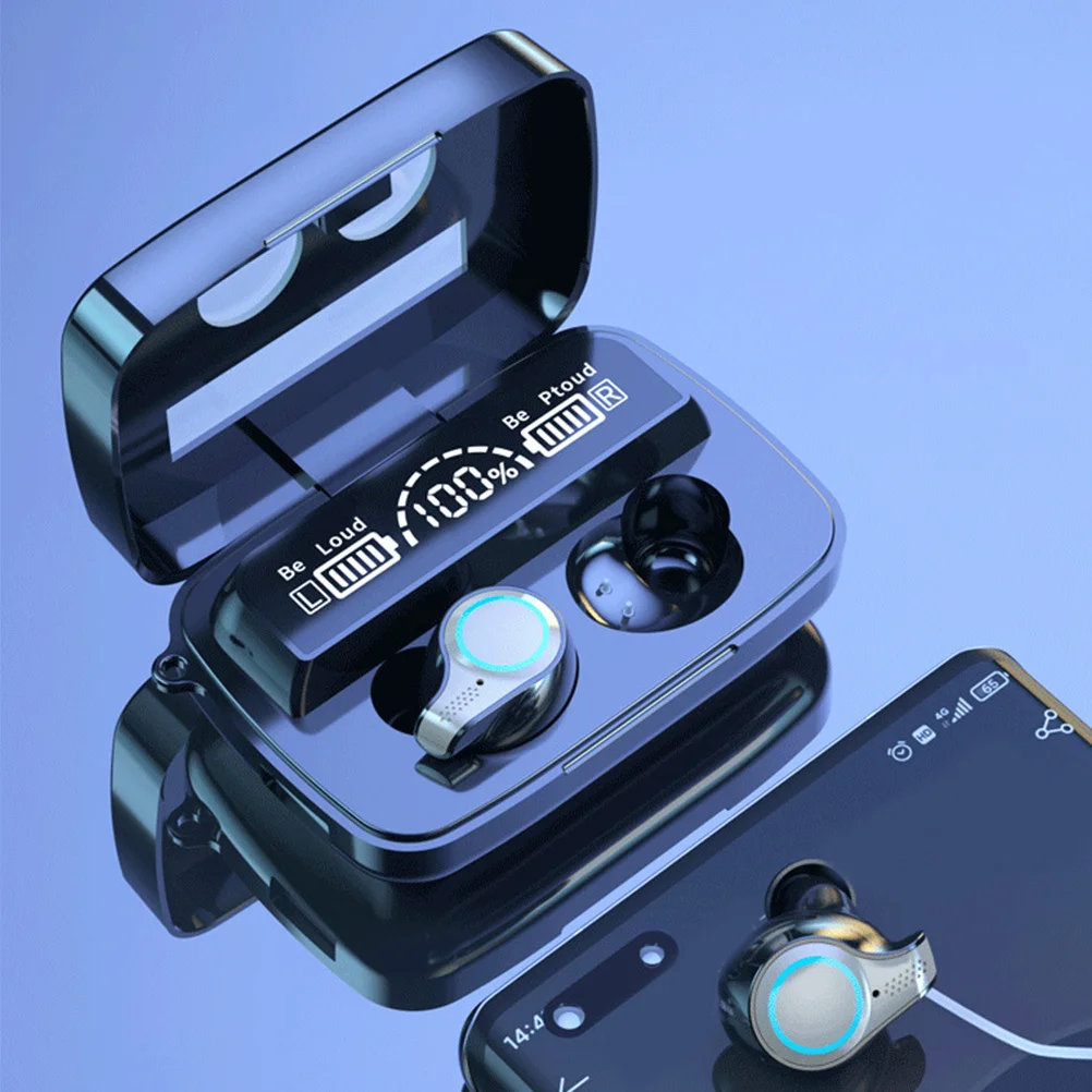 

1Set Earbuds Durable Waterproof Wireless Headset LED Display Sports Outdoor Charging Case Invisible Mini Earphones