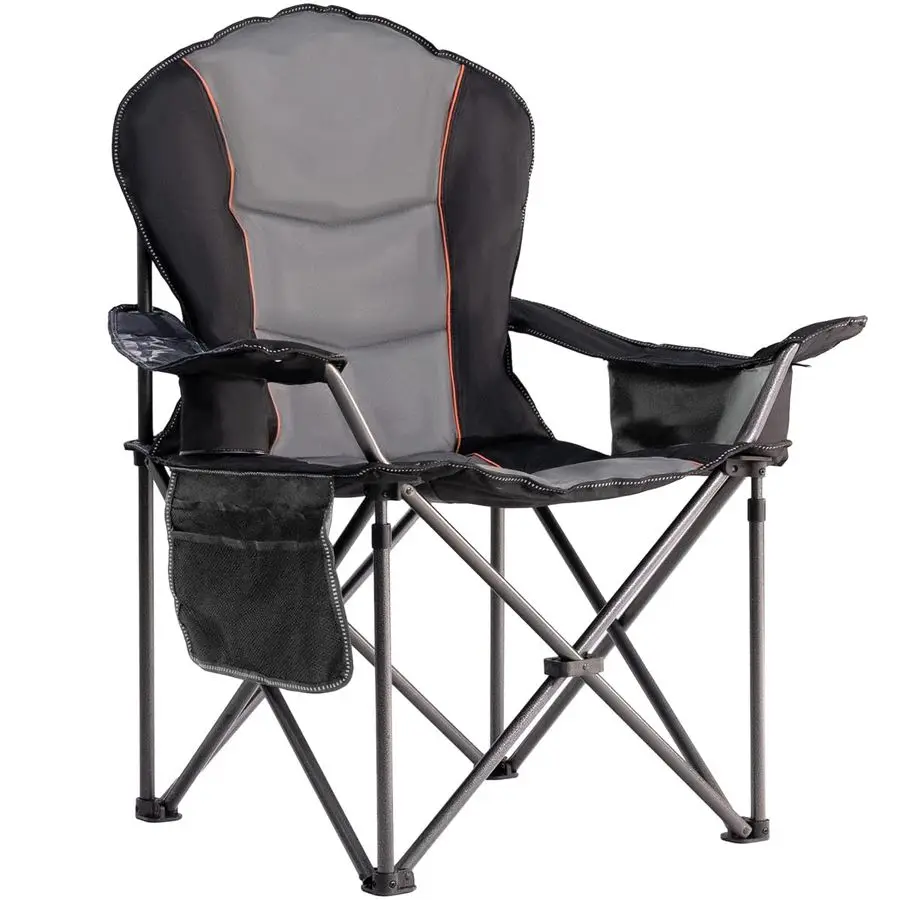 

Camping Chair with Side Table Heavy Duty 500LBS Folding Outdoor Chair with Cooler Bag Black amp Gray, 1 PCS