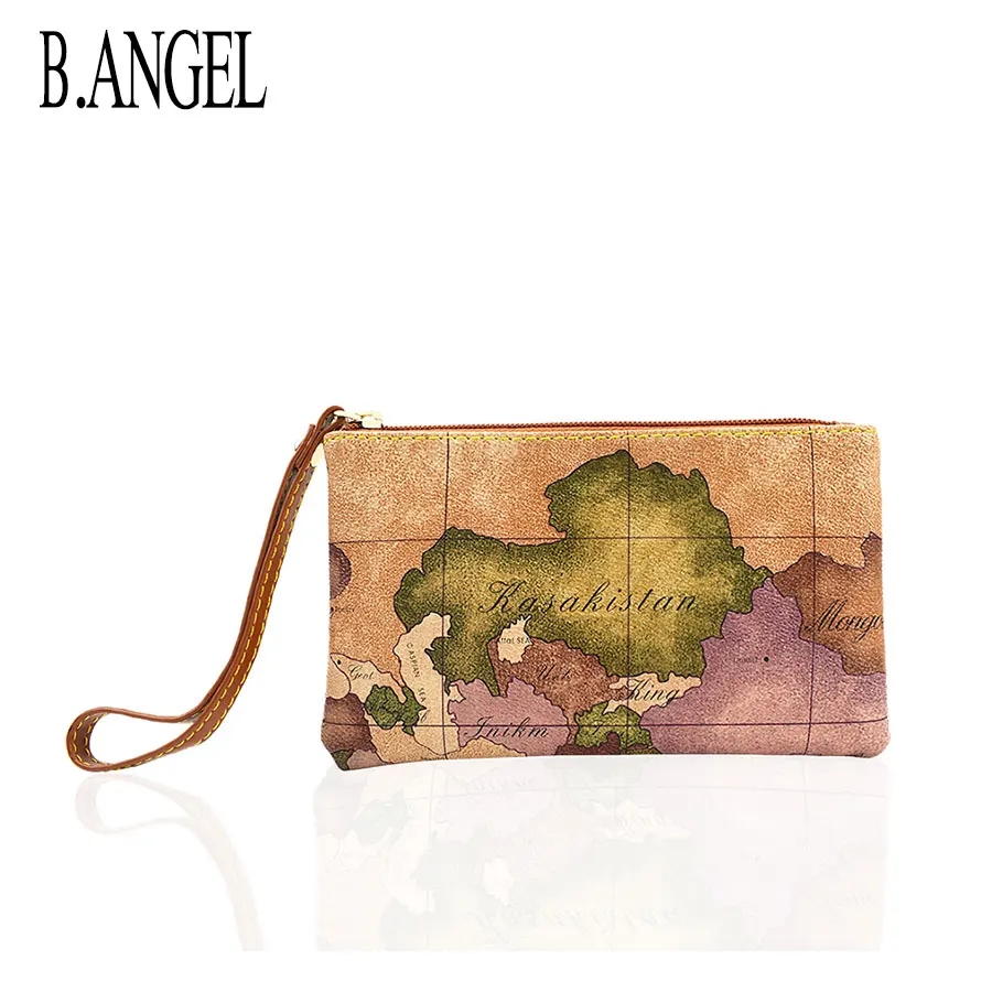 Retro High Quality Waterproof World Map Women\'s Wallet Change Coin Key Zipper Woman Fashion Clutch Bag Purse