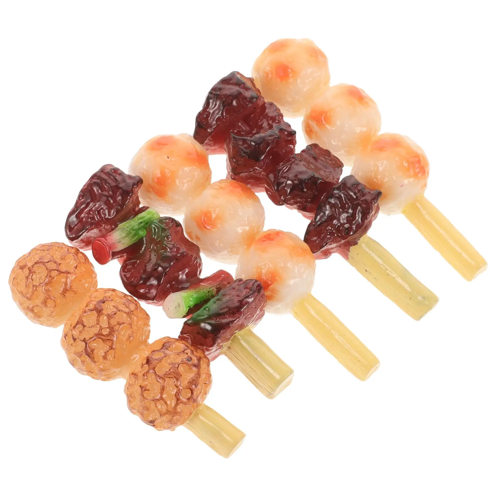 5 Pcs Mini Food Toys Simulation Barbecue Skewers Pretend Kitchen Accessories Nail Model Prop Child