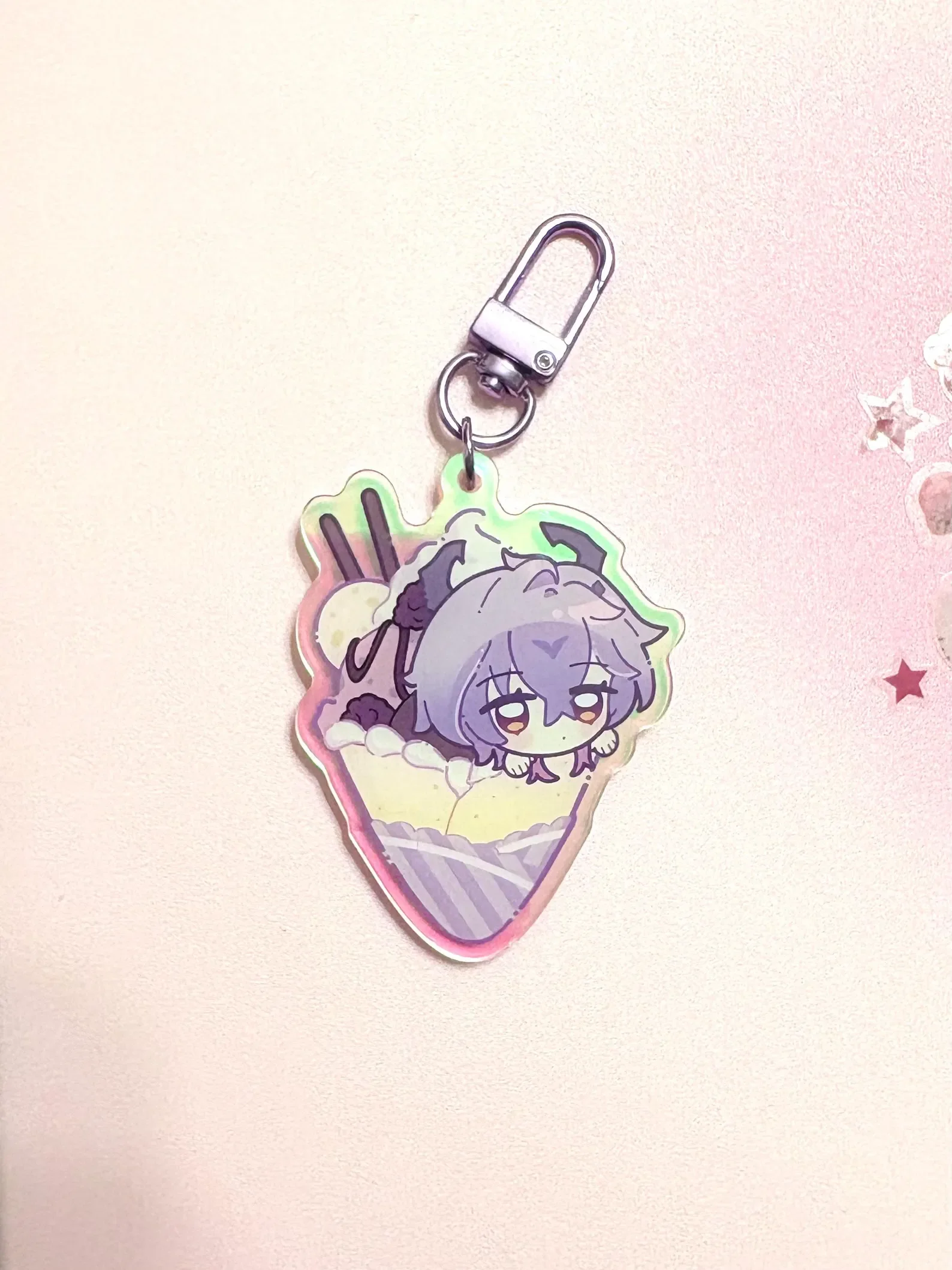 Cute Chibi Gen shin Acrylic Keychain Anime Character Bag Charm Laser Edge Pendant Game Merch Collectible Gift For Gen&shin Fans
