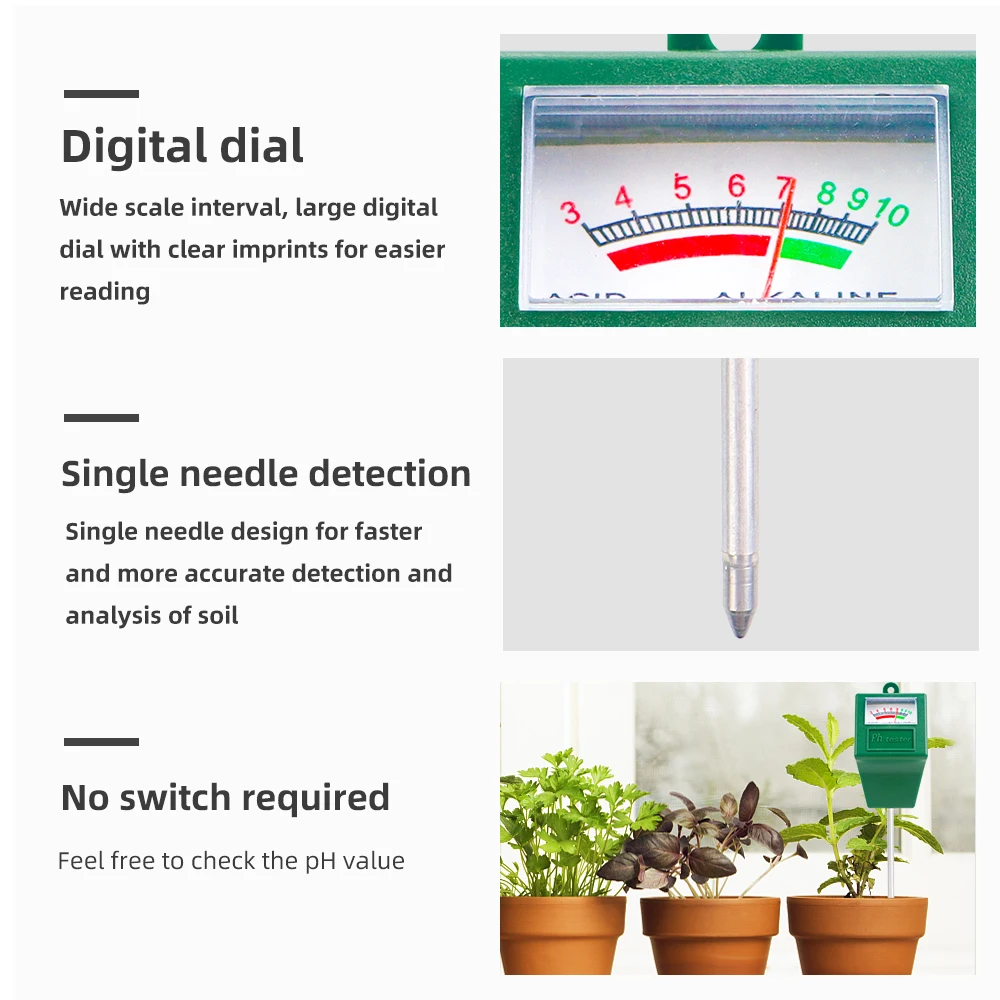 Soil PH Moisture Meter Soil Humidity Monitor Detector Hygrometer Flower Testing Home Gardening Measuring Tool