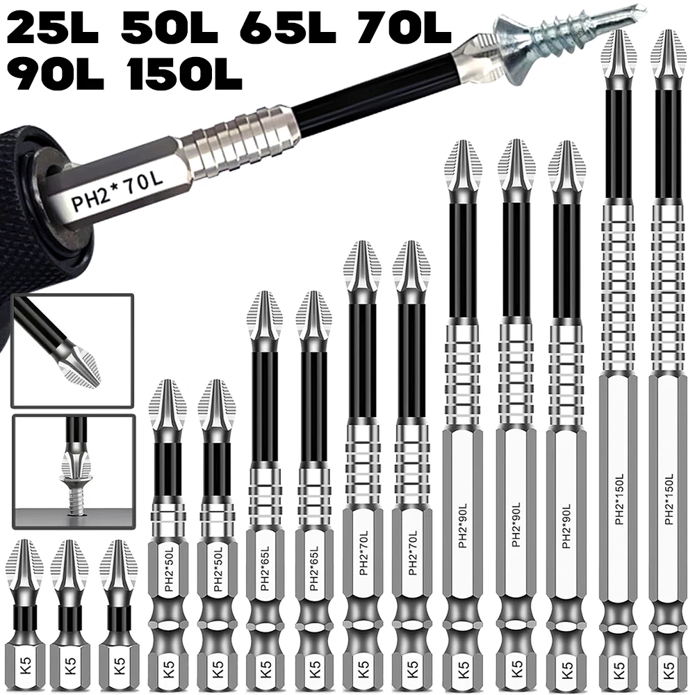 

K5 Strong Magnetic Screwdriver Drill Bit Set Non-slip Alloy Steel Cross Head Impact Resistant Bits Electric Screwdriver Tips