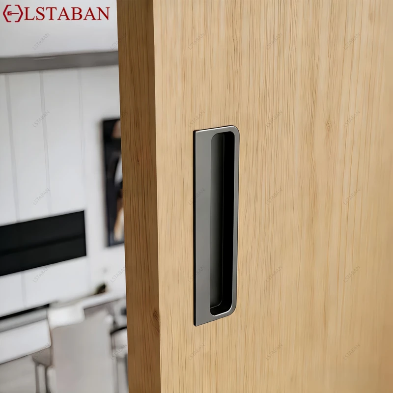 Modern Minimalist Embedded Pocket Door Handle Aluminum Recessed Flush Pull Hidden Grooved Drawer Sliding Wardrobe Cabinet Handle