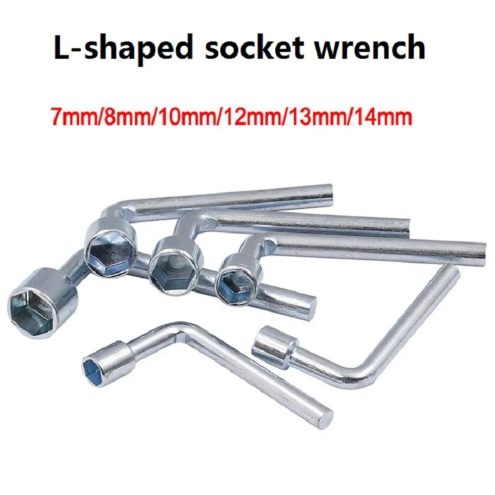 7/8/10/12/13/14mm L-Shaped Socket Wrench Steel Hexagonal Wrench Sleeve Hand Repair Tools Maintenance Tool