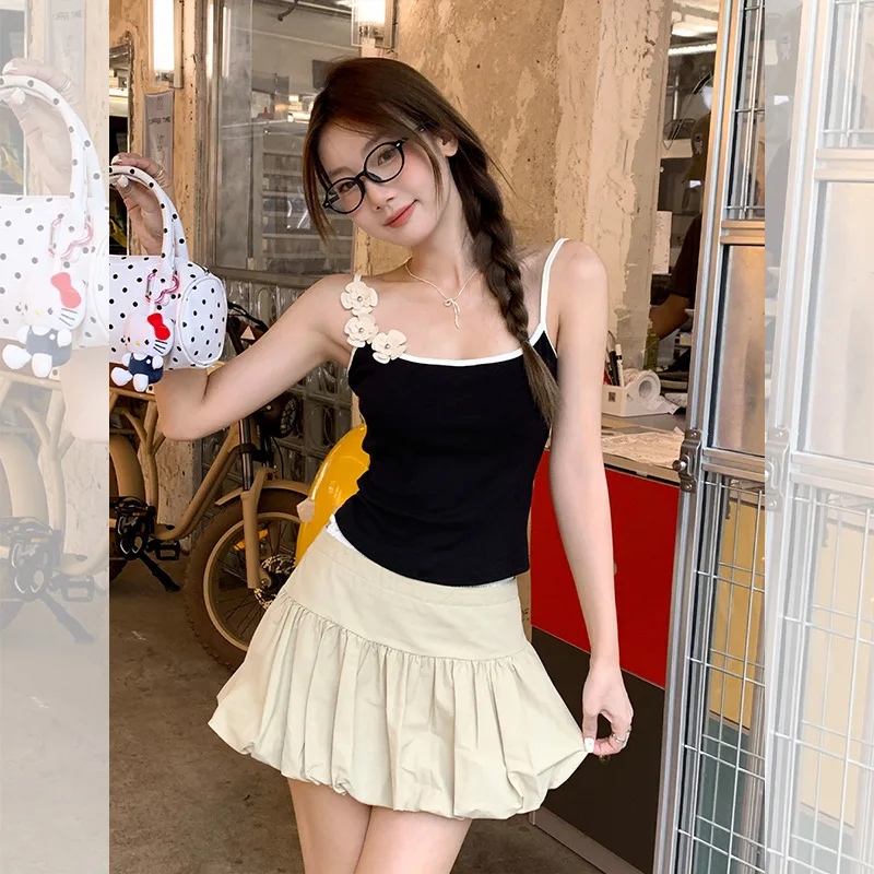 Unique and Distinctive Design Floral Color-Block Splicing Camisole for Women 2025 Summer New Sexy Outerwear Top