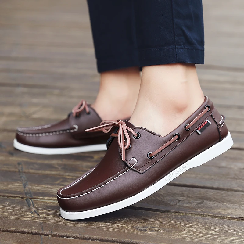 New Genuine Leather Loafers Men Moccasin Sneakers Driving Shoes Causal Men Shoes Women Footwear Docksides Classic Boat Shoes