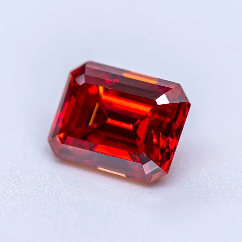 Moissanite batu zamrud potong Garnet warna Lab tumbuh berlian jimat cincin kalung anting bahan utama dengan sertifikat GRA