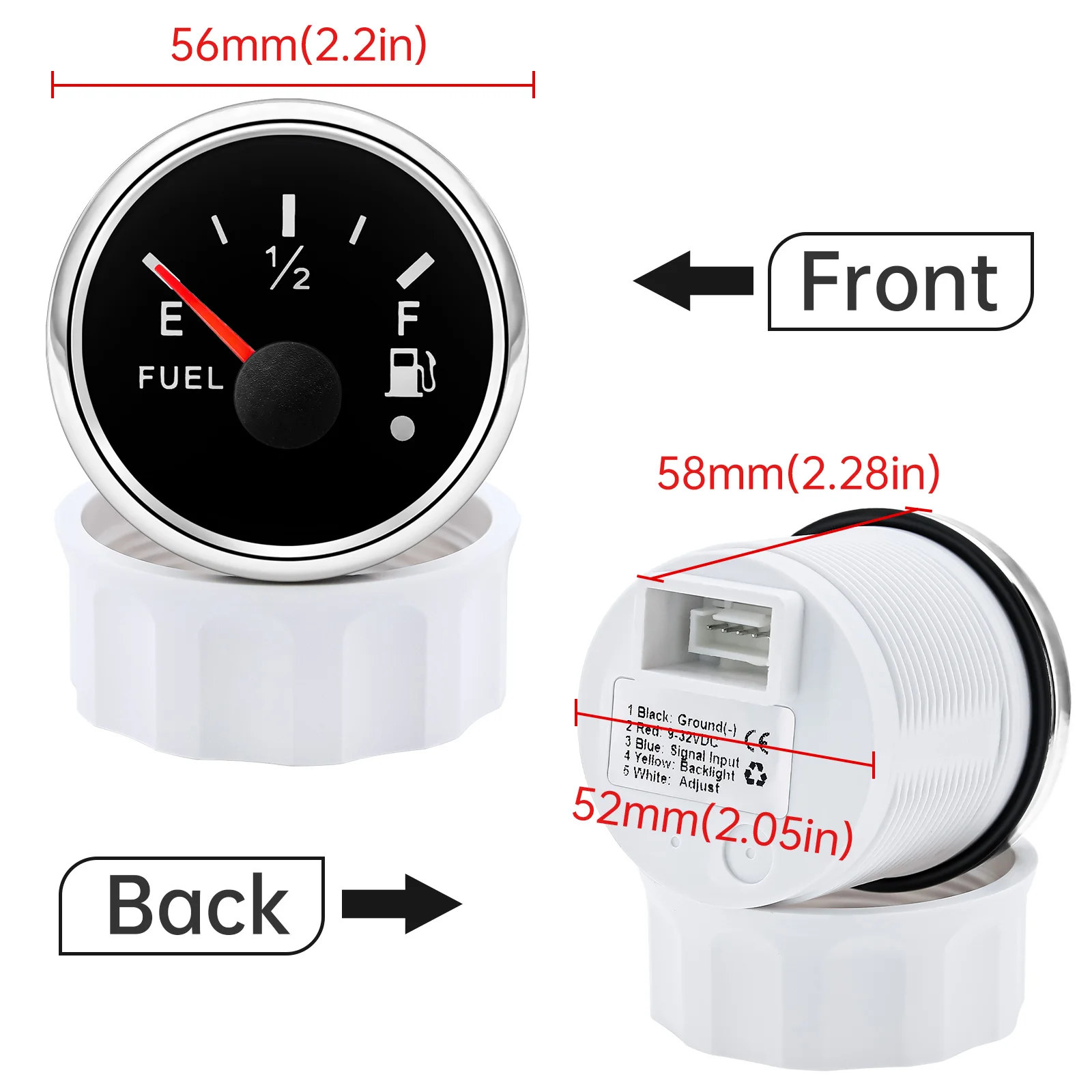 0-190ohms Universal Gas Fuel Level Gauge 7-color Backlight LED Car Marine Boat Fuel Level Gauge Waterproof Digital Pointer Gauge view 3