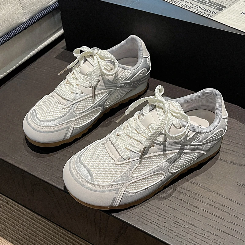 

Women's German Training Shoes - Silver Mesh, Sports & Casual, Breathable Shoes for Spring & Autumn