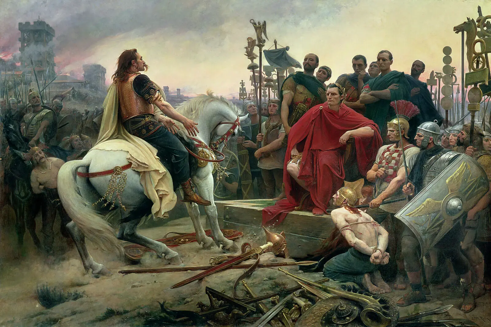 

Vercingetorix Throws Down his Arms at the Feet of Julius Caesar, Art print Silk poster ,Home Wall Decor
