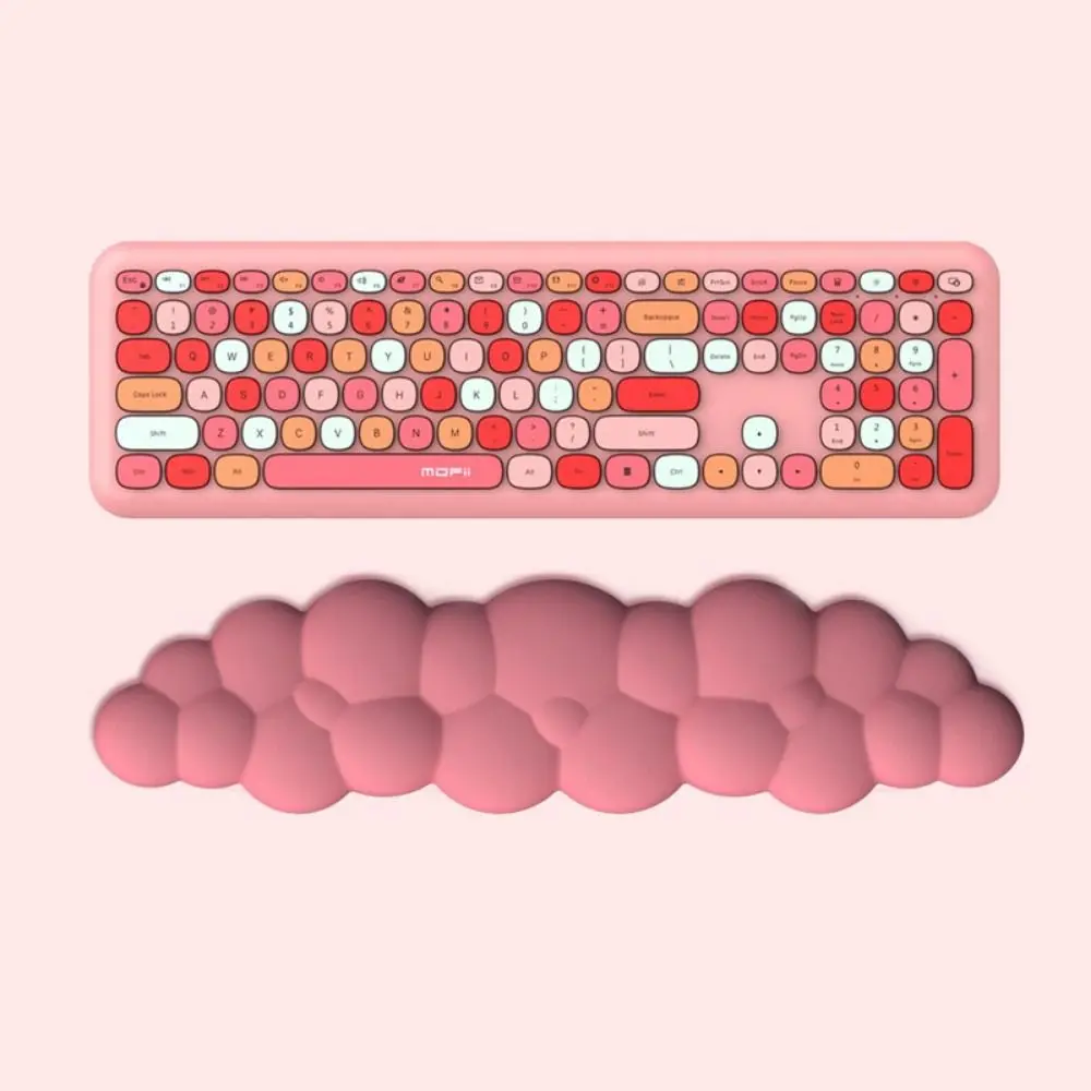 Bantalan Sandaran Tangan Keyboard Berbentuk Awan Bantalan Katun Memori Tahan Air Bantal Tangan 3D Penyangga Keyboard Nyaman Alat Mengetik