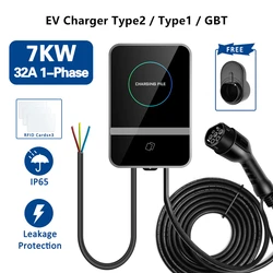 EV Charging Station 32A Electric Vehicle Car Charger EVSE Wallbox Wallmount 7KW / 22KW Type 2 J1772 GBT Cable APP Control