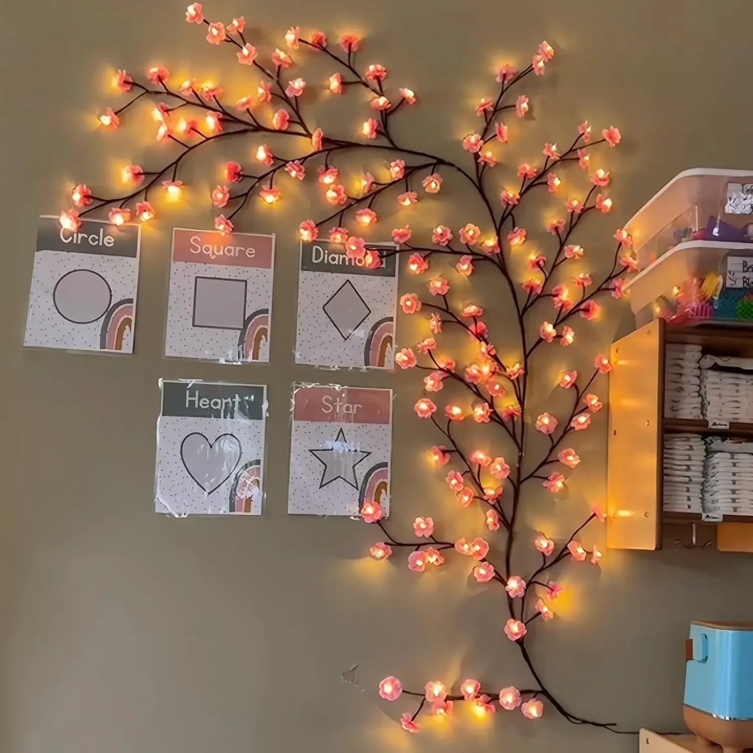 Cherry Blossom Willow Vine Twig Decor Garland Christmas Indoor Home Wall Door Cherry LED Tree Branch Lights for Wall Decorations